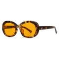 Retro oval sunglasses with tortoise frame, orange lenses and silver stud details - Tortoise Frame Yellow Lens (C5)