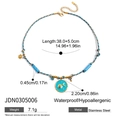 Böhmische 18K vergoldete Edelstahlkette mit Türkisperlen sowie Sonnen und Mond Anhänger - Blau Weiß Perlen Sonne Mond Stil (JDN0305006)