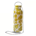 Luxury rhinestone coffee tumbler with chain strap, featuring yellow leopard pattern - Cow Pattern Yellow / 350ml (12oz) With Aluminum Chain