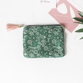Mini portamonete verde scuro con motivo paisley e nappa rosa decorativa - Stile Etnico con Nappe / Piccolo / Verde