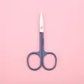 Blue-grey handle stainless steel nose hair scissors with sharp curved blades for grooming - Pointed Tip Beauty Scissors / Blue