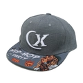 Detail of CX 3D embroidery and hip-hop graffiti print on flat brim baseball cap - M / Dark Gray