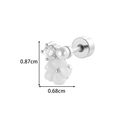 Silver steel cartilage piercing stud with pearl, zircon and flower charm 0.87cm by 0.68cm - Pearl Flower Style (902-4# Silver)