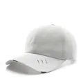 Klassische weiße Baumwoll-Basecap mit grünem Used-Look am Schirm und Belüftungslöchern - Weiß