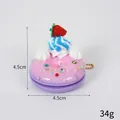 Cute 4.5cm pink and purple donut keychain with strawberry and cream detail - Artificial Pearl Donut Decoration (With Gold Bead Chain) / 4.50cm / Purple