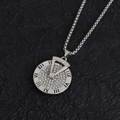 Silver mens hip hop necklace with iced out roman numeral clock pendant on box chain - Roman Numerals Diamond Clock Style (A004)
