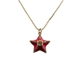Goldene Seestern-Halskette mit roter Emaille und funkelnden bunten Kristallen für Damen - Rot