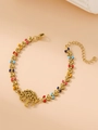Detailansicht Gold-Lebensbaum-Armband mit bunten Emaille-Blattgliedern und Karabiner - Bunt