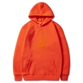 Orange Halloween hoodie with witch and cat graphic print and kangaroo pocket - Orange
