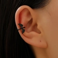 Ear cuff a forma di pipistrello nero gotico, orecchino vintage Halloween da donna - Clip per Orecchio Pipistrello (7802) / Nero Opaco (7802)
