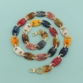 Colorful DIY acrylic resin bag strap with gold lobster clasps and multi-color chain links - B319 Pig Nose Mixed Colors