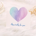 Minimalist white greeting card with blue watercolor heart and Especially for you text - Especially For You (Purple Blue)