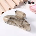Detail view of 8.5cm acetate hair claw clip with elegant black marble pattern and texture - 8.5cm / Black and Grey Cloud