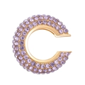 Golden C-shaped ear cuff featuring sparkling purple round-cut rhinestones for non-pierced ears - Outer Diameter 2.1cm / KC Gold - Purple (0287)