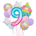 Detail of macaron color balloon set with gradient number 9 and ice cream shaped foil - Ice Cream Set 9