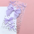 Purple satin ribbon bows set with colorful rhinestones for fairy eye makeup decoration - Purple Satin Ribbon Bows (BJA-643)
