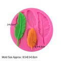 Pink silicone mold with four feather cavities for DIY handmade soap and fondant - Pink