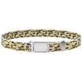 Detail of white kids elastic belt with yellow construction vehicle patterns and silver buckle - Yellow Cartoon Car