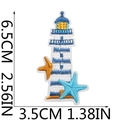 Lighthouse and starfish embroidery patch with dimensions 6.5cm x 3.5cm shown on white background - Lighthouse Style (17号)