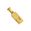Rectangle titanium steel pendant with letter U engraving in golden sandblasted finish - U-Single Pendant