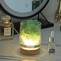 Crystal aromatherapy lamp with green fluorite and white quartz on a lit wooden base - Green Crystal + LED Base + 10ml Oil