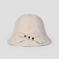Detail of beige bucket hat with cross straps and black button accents for sun protection - M (56-58cm) / Beige