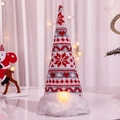 Gnome de noël avec chapeau rouge tricoté flocon de neige et nez LED lumineux doux - Style à Motif