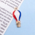 Hot air balloon enamel charm pendant with red white and blue US flag inspired colors - Enamel US Flag Hot Air Balloon / 10x22mm