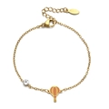 Gold stainless steel chain bracelet featuring a hot air balloon pendant and clear zircon - Gold Trim Hot Air Balloon Style (XN431-21)