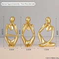 Three-piece set of Nordic abstract golden resin figurines in modern thinking poses - 3pcs Set Gold