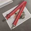 Adjustable red pixel pattern woven bag strap with dark grey metallic swivel hooks - Red Brown Pink + Gunmetal Hook
