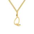 Golden titanium steel letter Q pendant necklace with heart detail on a fine chain - Letter Q / Gold