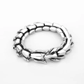 Punk style silver stainless steel dragon bone chain bracelet with dragon head clasp - 19cm / Silver