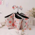 Ombrello pieghevole manuale con tessuto bianco a motivi floreali rosa e un fiocco carino - Stile Manuale a 3 Pieghe - Fiore di Pesco