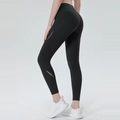 Schwarze Yoga-Leggings mit hoher Taille und atmungsaktivem Mesh für Fitness und Sport - Schwarz / S