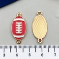 Pendentif football américain en émail rouge pour bijoux DIY avec dos doré et règle - Rugby Rouge (21731)
