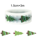 Christmas washi tape with green pine tree patterns for DIY journals, 1.5cm x 3m roll - Pine Tree Print
