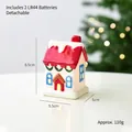 Casita de Navidad de cerámica roja y blanca con luz LED cálida y detalles de nieve, 8,5cm - Casa en Hilera Roja