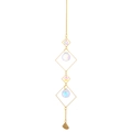Detail of brass suncatcher featuring geometric frames and faceted crystal prisms - Style 4