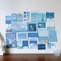 Blue aesthetic Nordic style wall decor cards with coastal wave prints for room aesthetic - Long River of Light