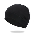 Bonnet en maille noire minimaliste pour sport extérieur et chaleur hivernale avec revers - Réglable / Noir