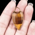 Tiger eye heart pendant with gold-plated bezel and ring for DIY jewelry making - Tiger's Eye