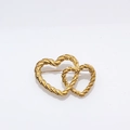 Golden intertwined heart brooch with twisted rope texture and vintage metallic finish - 366# Hollow Heart