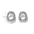 Detail view of silver irregular liquid lava texture earrings with dimensions of 1.9cm and 1.2cm - JH0103 / Steel