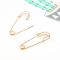 Minimalist gold safety pin necklace pendant accessory in polished metal alloy - Gold Metal Pins 2Pcs (5635)