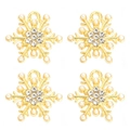Set of four gold snowflake pendants with sparkling rhinestones and elegant pearls - Gold Multi-Pearl Snowflake (Pack of 4)
