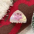 Pearlescent triangle hair claw with pink snowflake and rhinestones for Christmas - 5cm / Rose Pink