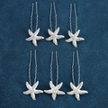 Detailed view of silver alloy starfish U-shaped hairpins with sparkling rhinestones - Full Rhinestone Sea Star Style (FZ-001) / 6Pcs/Set / Silver