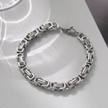 Polished silver Byzantine chain bracelet with lobster clasp in a minimalist steel style - Imperial Bracelet (S034-B)