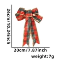 Red and green plaid Christmas bow decoration with gold wire edges and size dimensions - Christmas Plaid Bow